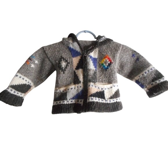 Unknown Other - Unisex Grey hoodie sweater zip front multicolor abstract pattern Boys Girls 3T